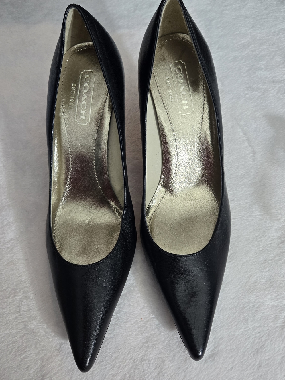 Coach Womens Leather Black Point Heels Size 8 1/2 B Made for Amy Italy Vintage